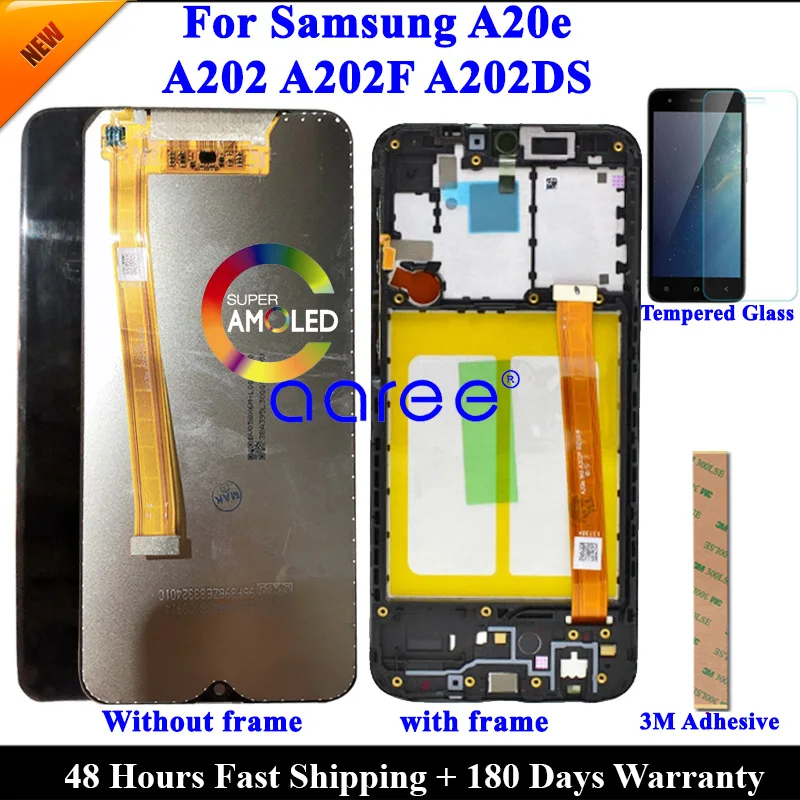 

ЖК-экран для Samsung A20e LCD A202 ЖК-дисплей для Samsung A202 A202F A202DS ЖК-экран с сенсорным дигитайзером в сборе