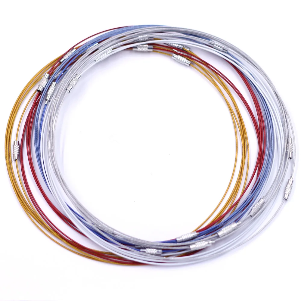 

Necklaces Screw Clasps Choker Torques Hip Hop Steel Wire Metal Women Jewelry DIY Finding Charms 145mm 18" 10Pcs