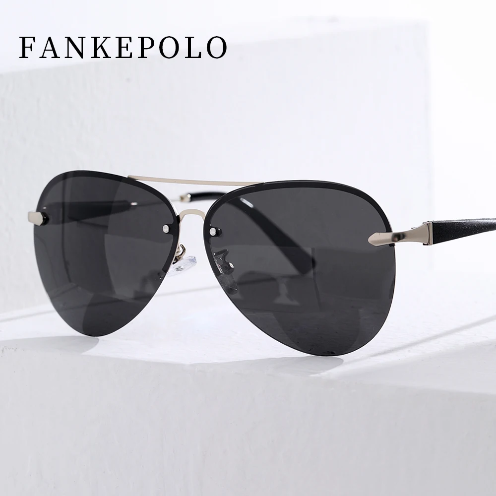 FANKEPOLO new men's retro sun eye round metal polarizer luxury brand designer sun eye black driving mirror goggles fashion