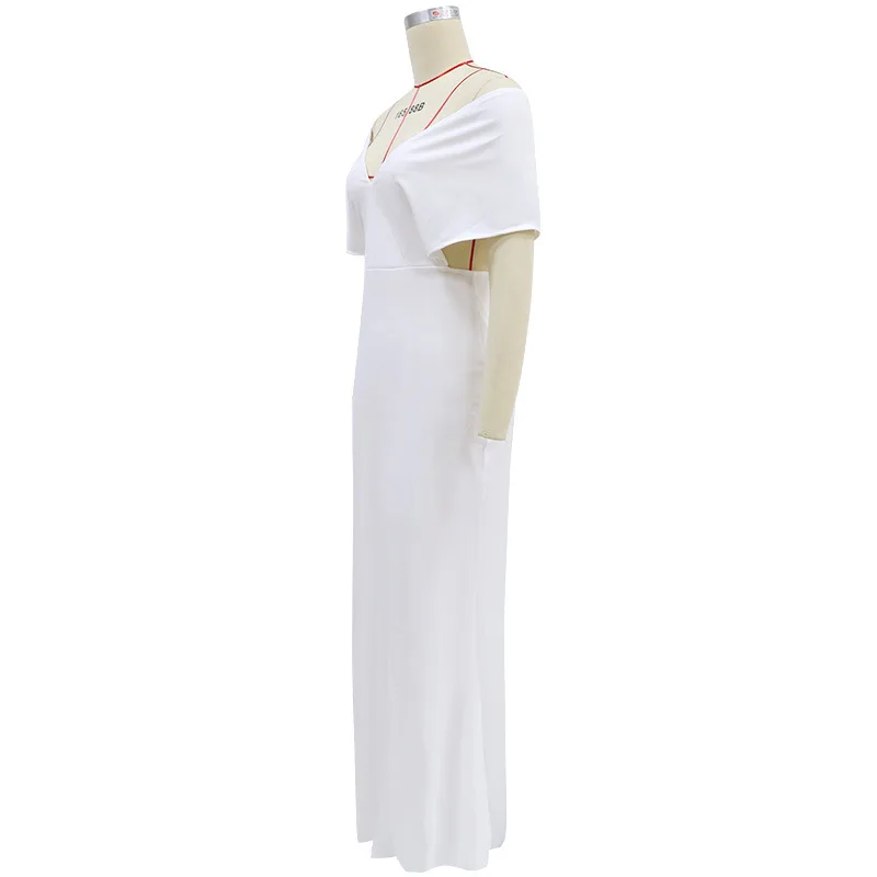 

Women White dresses Elegant Ladies Sexy Off shoulder Deep V neck Summer Evening Party Long Maxi dress female vestido de festa