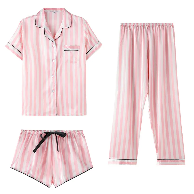 

Pajamas Set Sexy Stripe Rayon Women's Pajamas Underwear Women Set Femme Sexy Home Mom 2020 New Fashion Pyjama