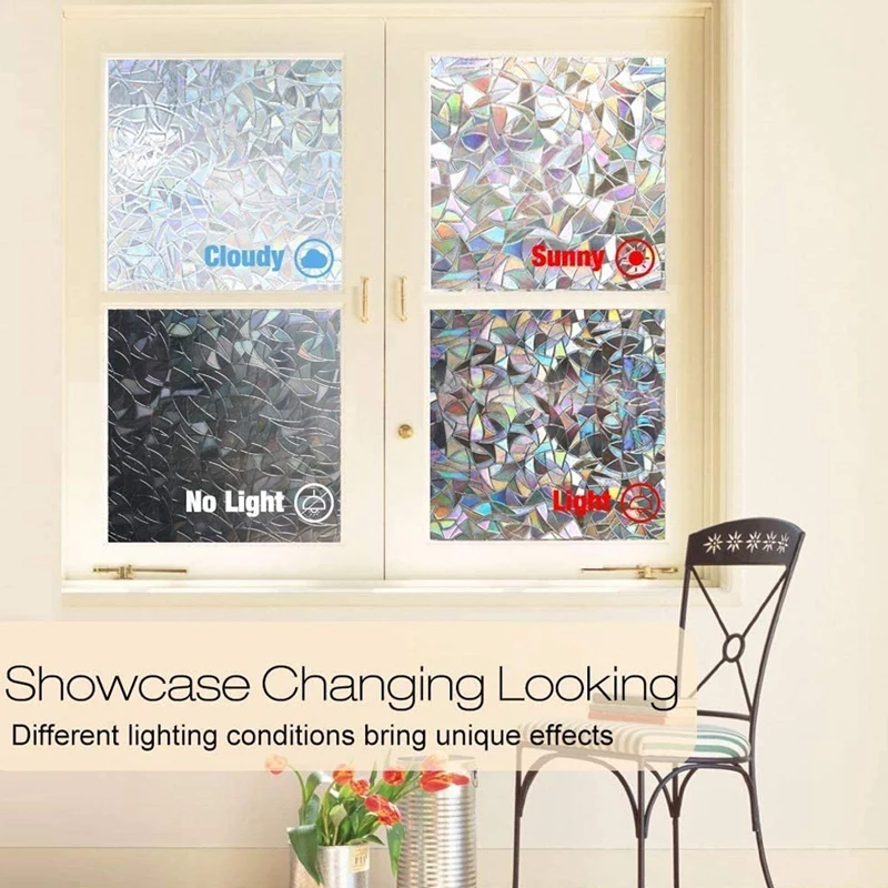 Оконная пленка для конфиденциальности Rainbow Clings 3D декоративные витражные наклейки статического крепления.