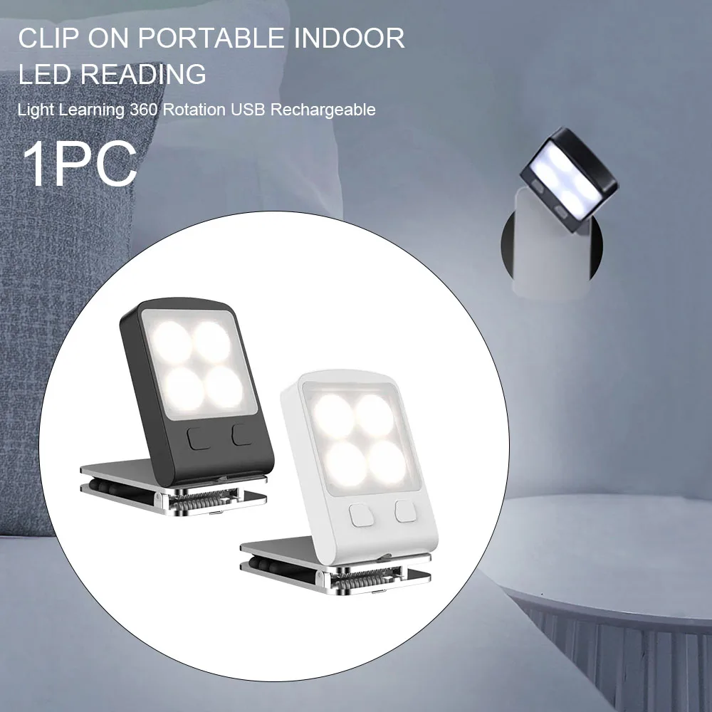 

Eye Care USB Rechargeable Night Lamp Adjustable Brightness LED Reading Light Clip On Home Indoor Bedside Portable Learning Desk