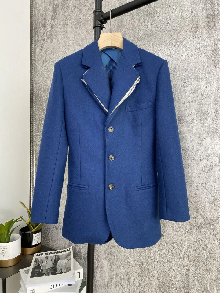 

Spring Elegant 2021SS New Women Woolen Blue Blazer Jacket Female Luxury Casual Outerwear Coat Ddxgz2v 1.05