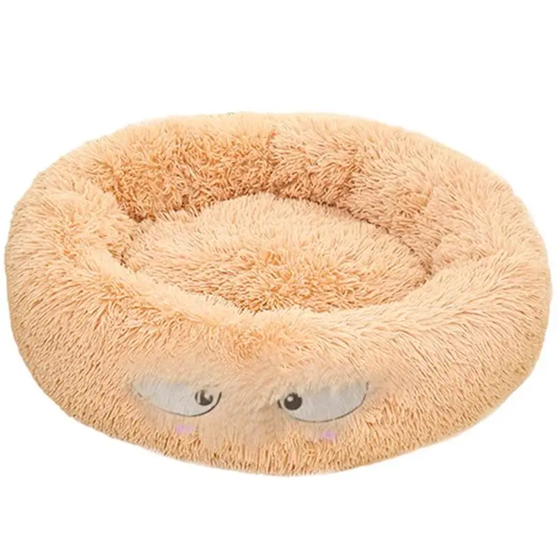 Beige Круглая кровать для собаки моющаяся длинная плюшевая собачья Конура домик для кошек супер мягкие хлопковые коврики диван для собаки чихуахуа лучшее домашнее животное кровать для кошки кровать - Цвет: Beige
