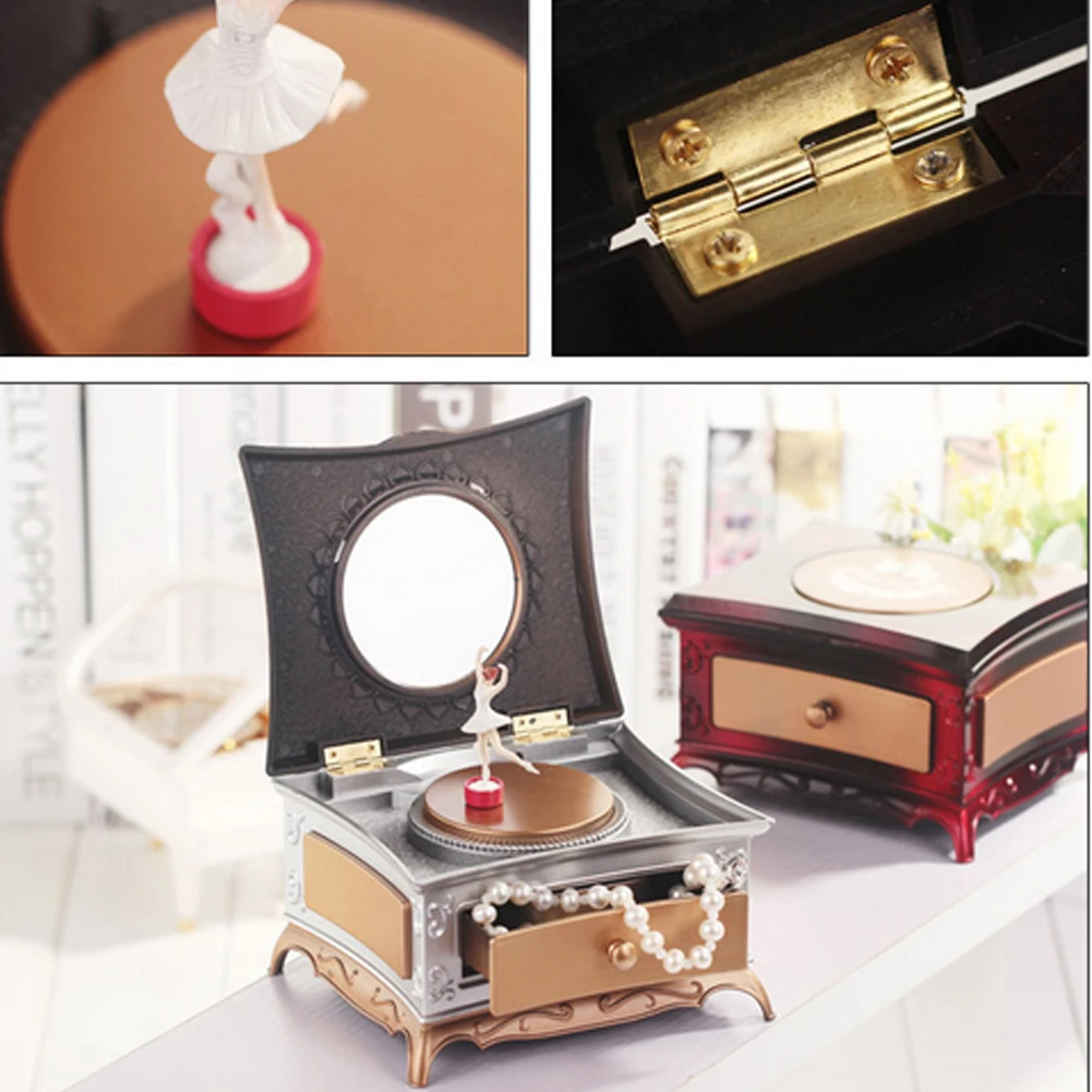 New Portable LED Lighted Mini Makeup Mirror Compact Drawer Dancing Ballerina Girl Music Box Kids Musical Gift Cosmetic | Красота и