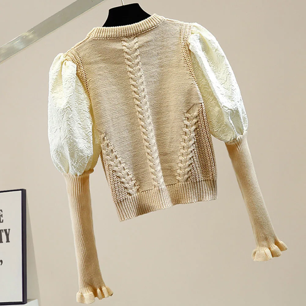 Укороченный джемпер для женщин новый вязаный свитер с бусинами кристаллами и