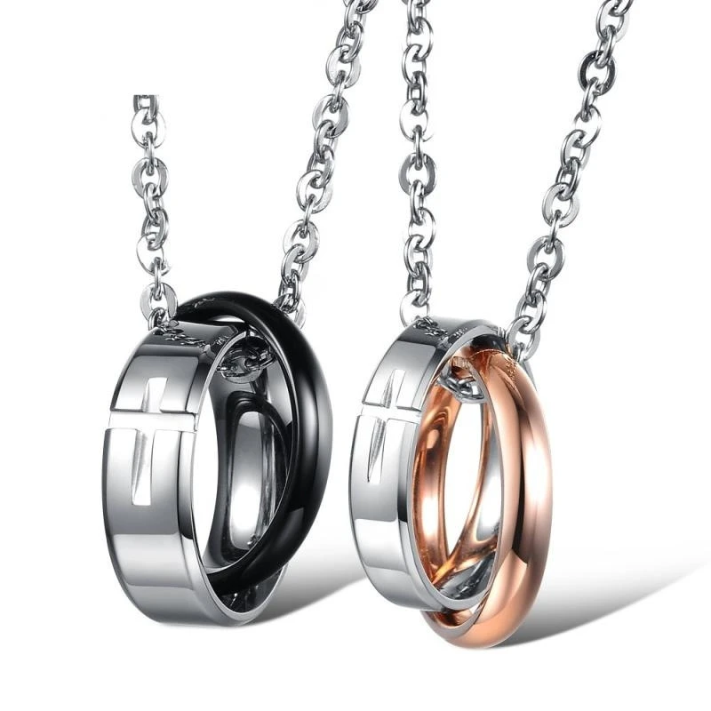 Ожерелье из нержавеющей стали с подвеской и крестиком для пары ожерелье