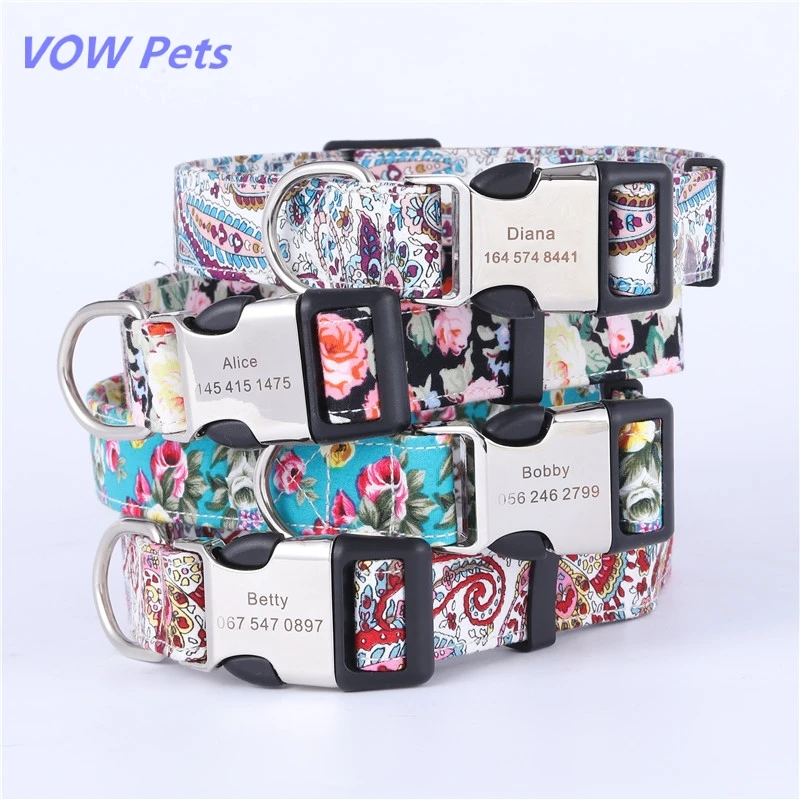 Ошейник для собак Персонализированная бирка с именем соуса хлопковое ожерелье в