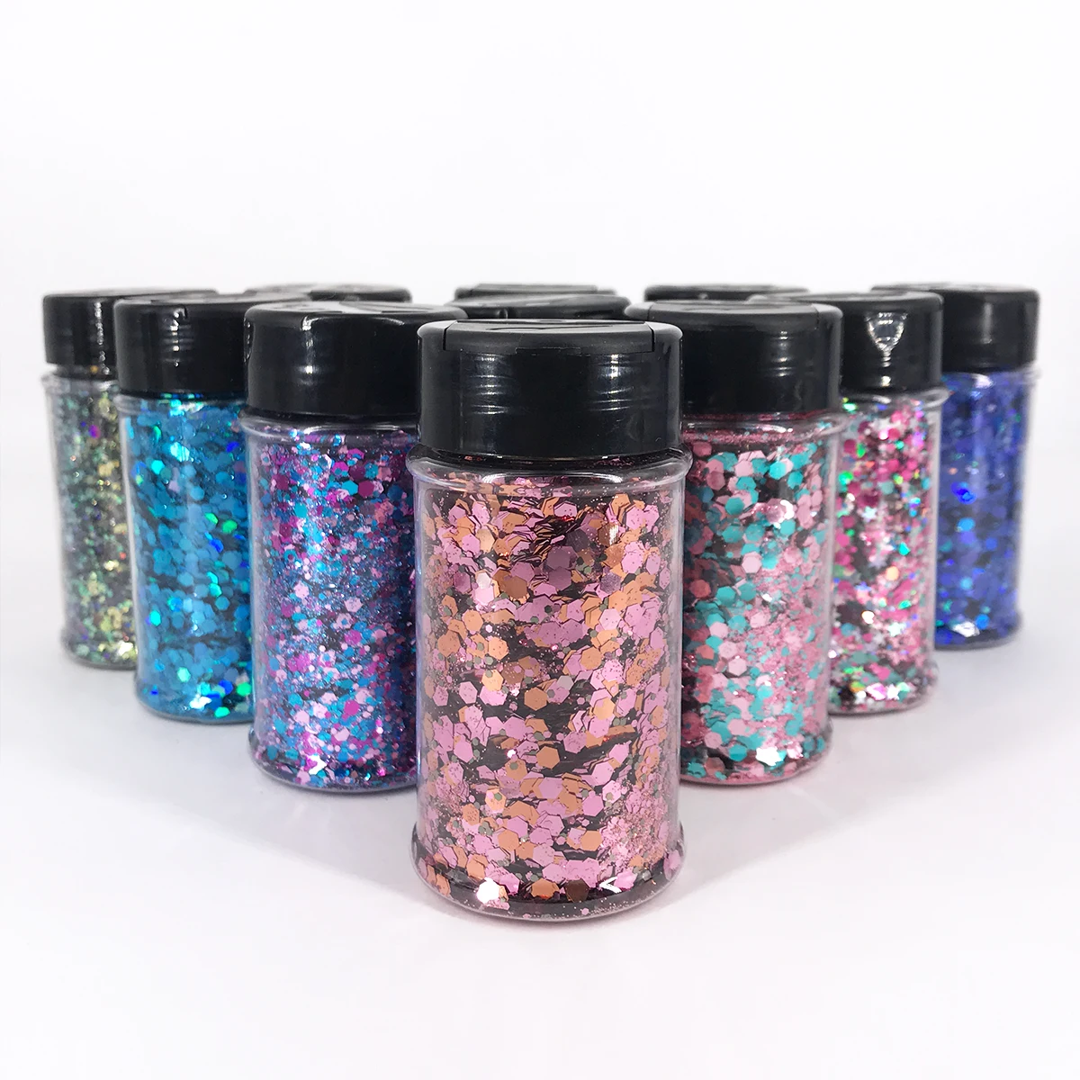 

2 oz Chameleon Holographic Chunky Mixed Sequins Powder Makeup Polyester Face Body Nail Art Glitter Shaker Craft Decation
