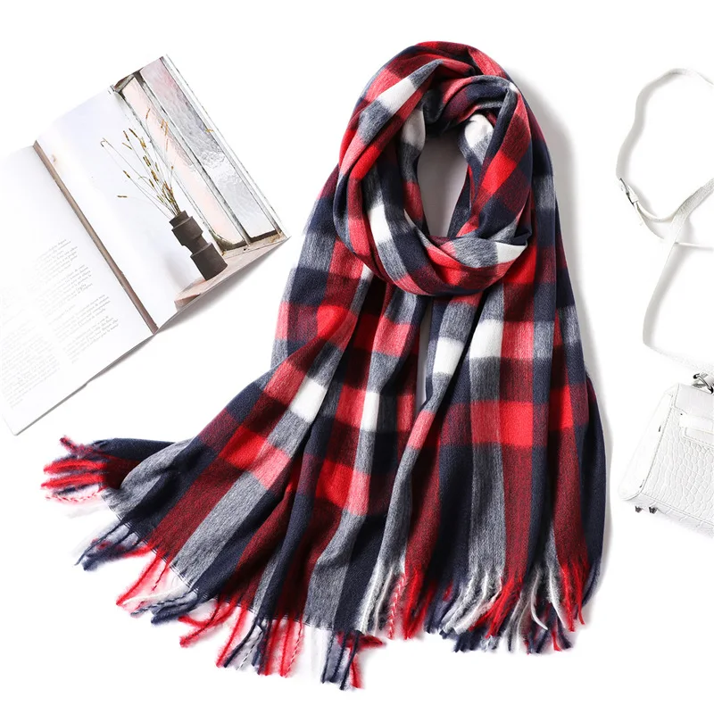 2021 зимний шарф для женщин клетчатые кашемировые шарфы теплые женские пашмины
