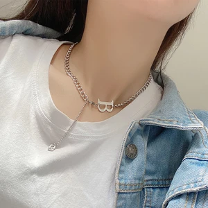 New simple temperament letter B titanium steel necklace net red female fashion personality creative clavicle chain