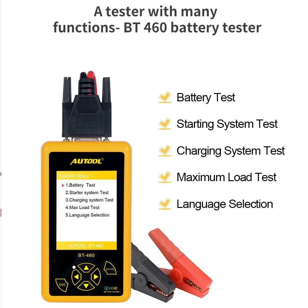 Mr Cartool BT460 автомобиля Батарея Тестер 12V 24V клеток анализатор транспортное средство диагностики автомобиля свинцово-кислотная на тонкопленочных транзисторах на тонкоплёночных транзисторах CCA красочные Дисплей
