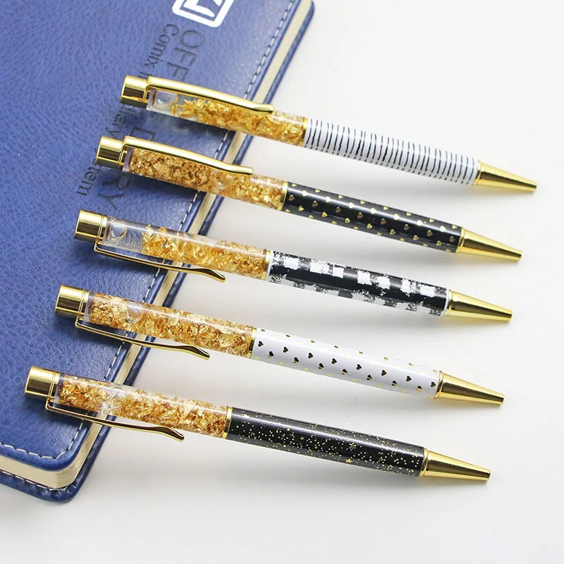 5PCS PEN 5 шт. в наборе, Золотая Шариковая ручка 1,0 мм, перо высокого качества, роскошная кристальная масляная ручка для письма, школьные офисные принадлежности для подарков, Caneta - Цвет: 5PCS PEN