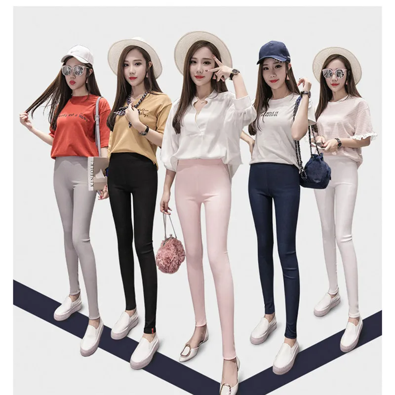 Женские брюки для девочек женские ботильоны Длина Высокая талия эластичные