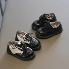 Детские кожаные туфли на шнуровке, элегантная мягкая и удобная повседневная обувь в стиле барокко, на плоской подошве, с круглым носком, для мальчиков и девочек, 21-37