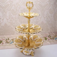 europe golden cake stand luxury charger plate metal wedding sweet fruit nuts tray for birtyday party home table decoration
