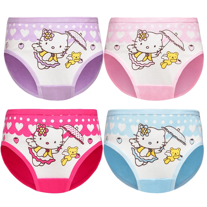 

4 шт./Лот, хлопковые дышащие трусы для девочек