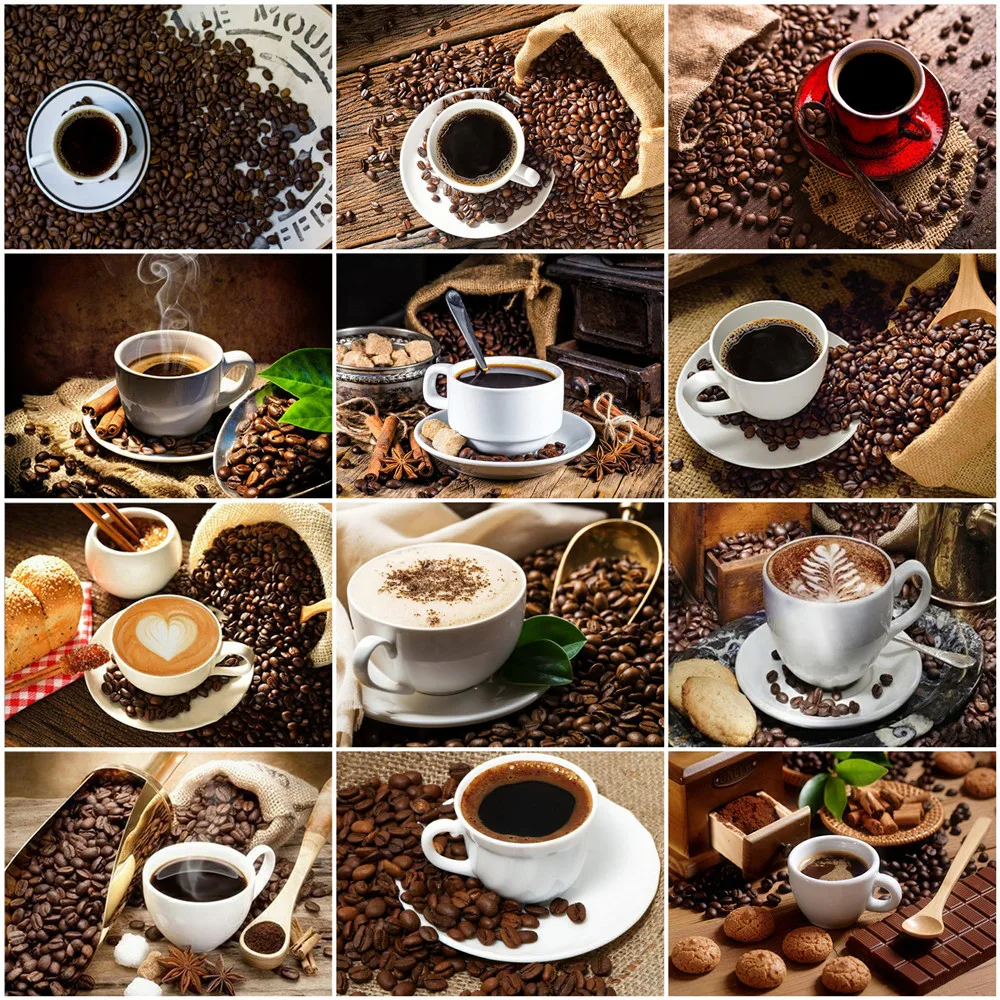 

HUACAN 5D Diamond Painting Coffee Full Square Round Diamond Embroidery Cup DIY Mosaic Rhinestone Cross Stitch Home Decor