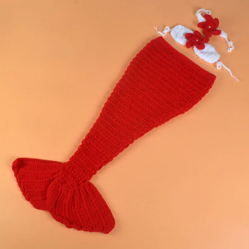 Mermaid-Red Dvotinst новорожденных реквизит для фотосъемки для маленьких девочек и маленьких мальчиков Милая верхняя одежда с животными вязаная одежда Fotografia Studio Shoot реквизит для фотосессии - Цвет: Mermaid-Red