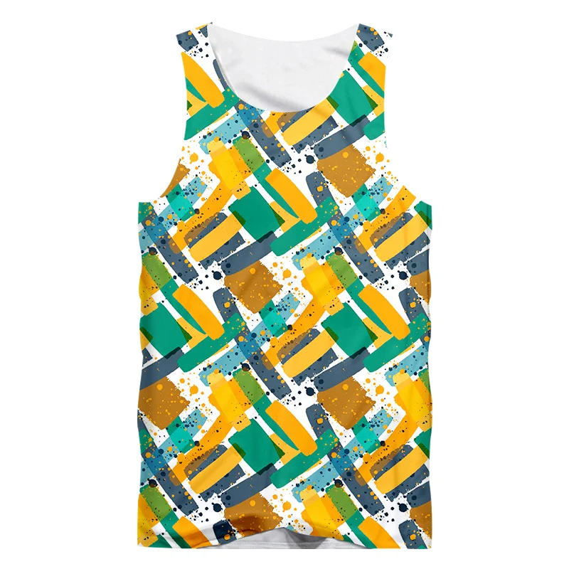 

Funny Color Paint Pattern 3d Hot Sale Print Tank Tops Men Sleeveless Shirt Fitness Bodybuilding Vest Harajuku 5XL