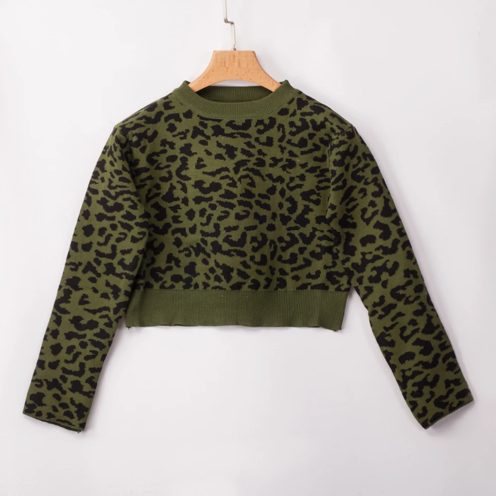 Женская водолазка с длинным рукавом короткий леопардовый принт свитер six Sense WMP04 |