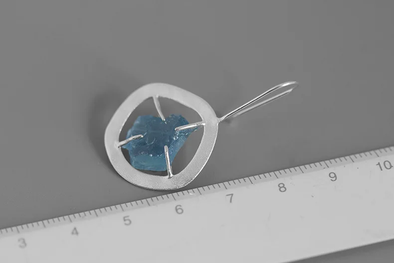 Серьги-Подвески ручной работы из 925 пробы серебра с натуральным синим камнем для женщин