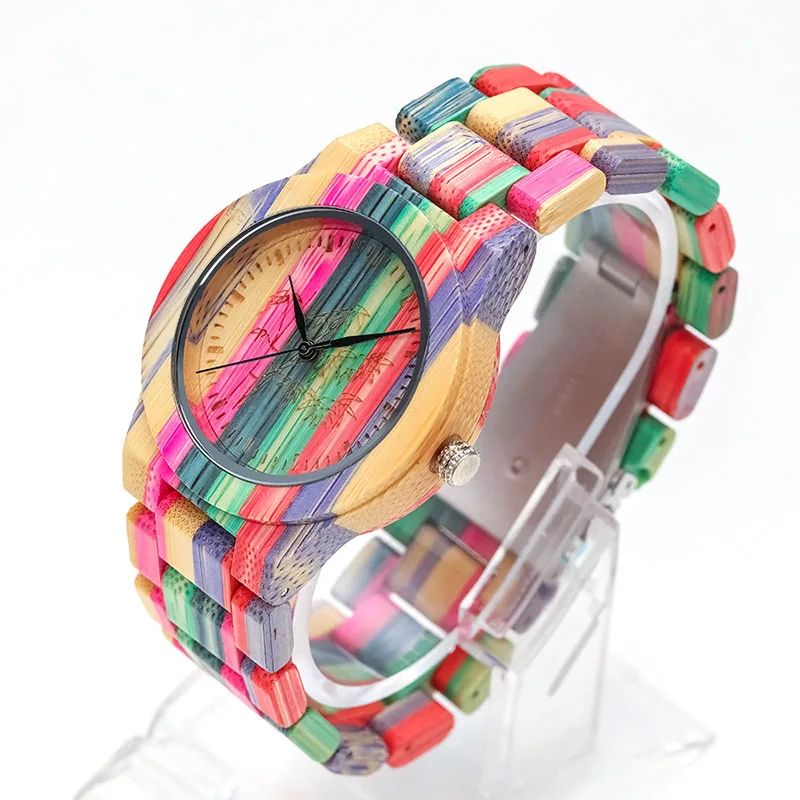 

Женские кварцевые наручные часы с деревянным ремешком и круглым циферблатом, красочный модный подарок, 1 шт., XRQ88