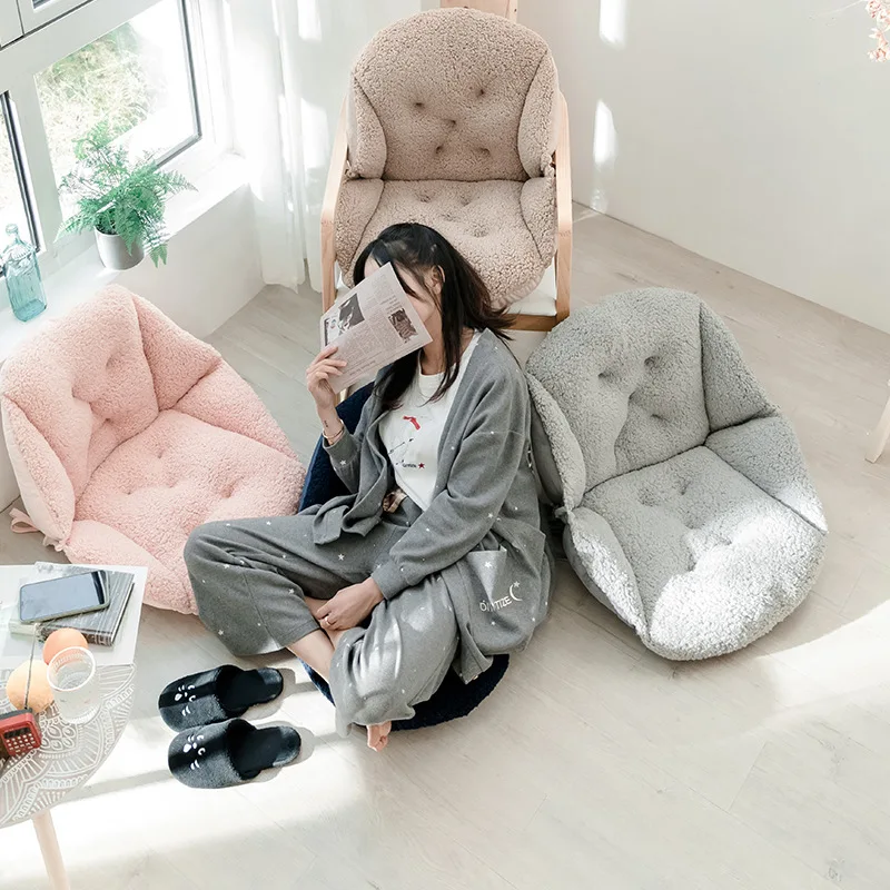 

Plush Shell Chair Cushions Decorative Student'S Thickened Cashmere One-Piece Office Semi Enclosed Chair Cushions Sofa Home Decor