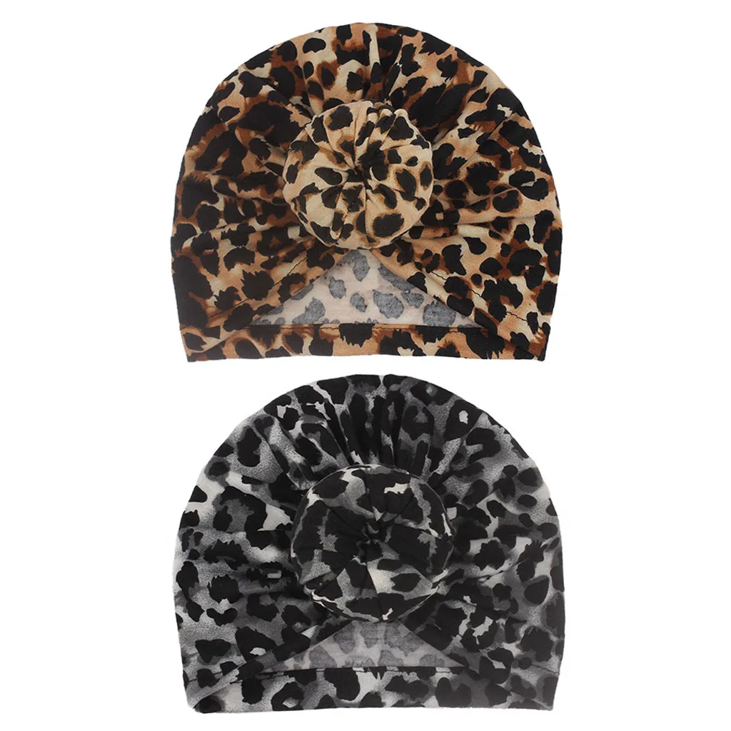 Fashion Kids Infant Printted Leopard Caps Soft Cotton Baby Girls Hats Toddler Turban Bonnet Newborn Headwear Accessories Gifts | Мать и