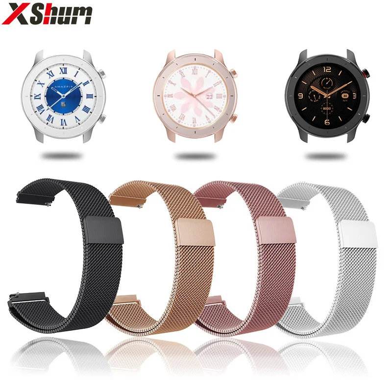 Ремешок для Amazfit GTR ремешок для Xiaomi Amazfit GTR GTS браслет 42 мм 47 мм металлический Миланский ремешок для часов Смарт-часы аксессуары