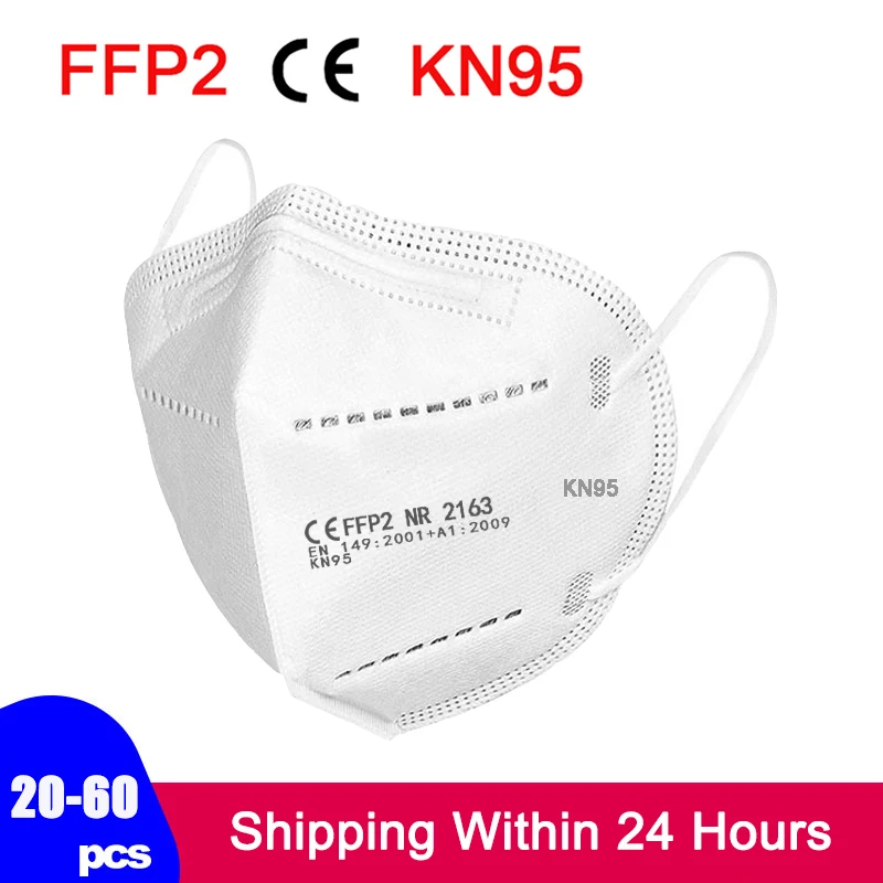 

20-60 Pcs FFP2 KN95 Masks Protective Mask CE maske Reusable Mouth Face Mask 5 Layers Filte masque Anti flu Mascarillas Tapabocas