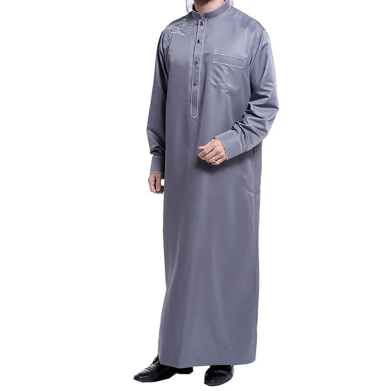 Color4(one thobe) Ближний Восток человек мусульманский jubba ТОБ Musulmane Рамадан размера плюс вышивка роскошный турецкий кафтан халат с исламским шарфом - Цвет: Color4(one thobe)