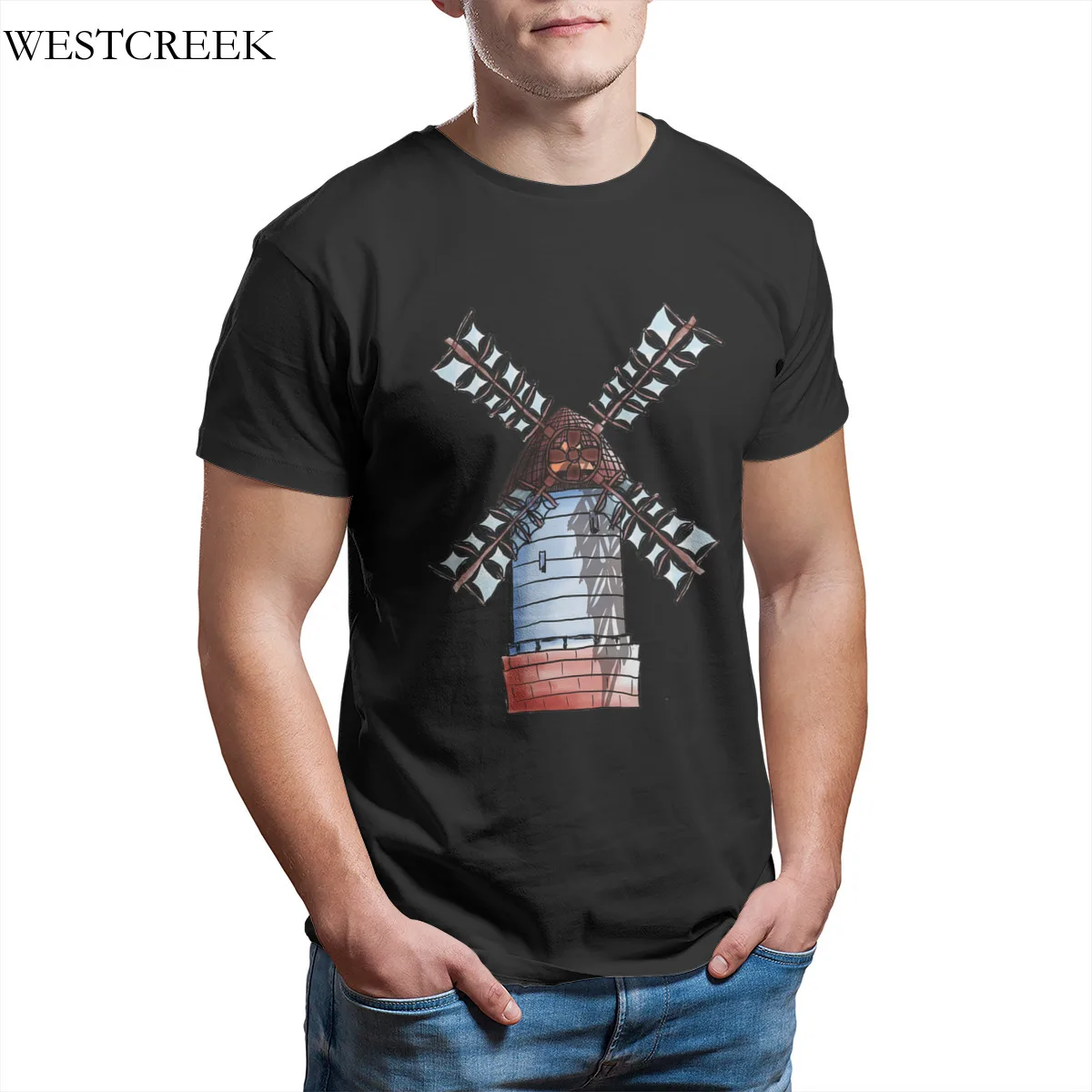 

Wholesale Men's T-Shirt The windmill T- Shirt Punk Oversized Tops Men Clothing 31538