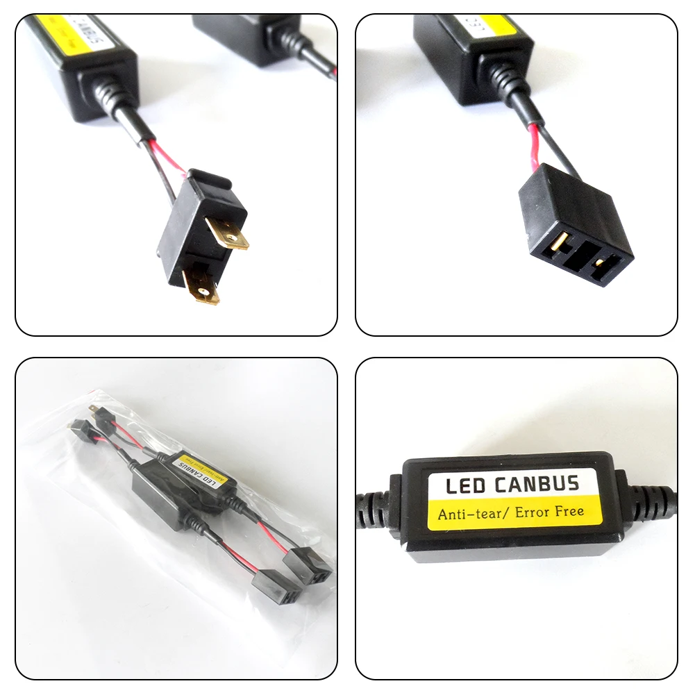 

2pcs H7 LED Headlight Decoder Canbus Anti-Flicker Harness Bulbs Resistor Decoder Error Free