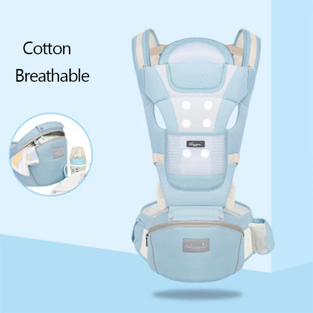 breathable -blue Эргономичный рюкзак-кенгуру для переноски ребенка, сумка-кенгуру для переноски на талии для новорожденных, сумка-кенгуру для путешествий 0-36 м - Цвет: breathable -blue
