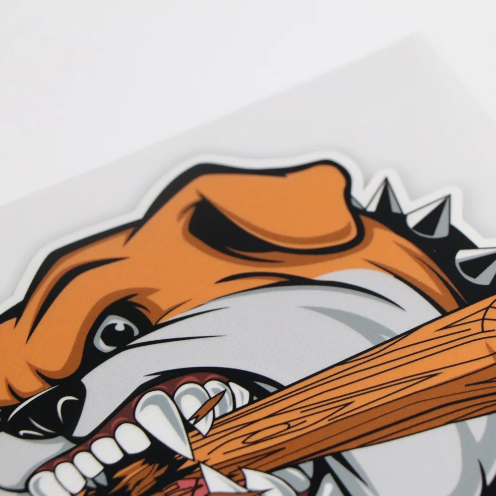YOJA 16.5X13CM Angry Bulldog Biting Stick Car Sticker Funny Colour Vinyl Decals Cartoon Dog ZT3-0095 | Автомобили и мотоциклы
