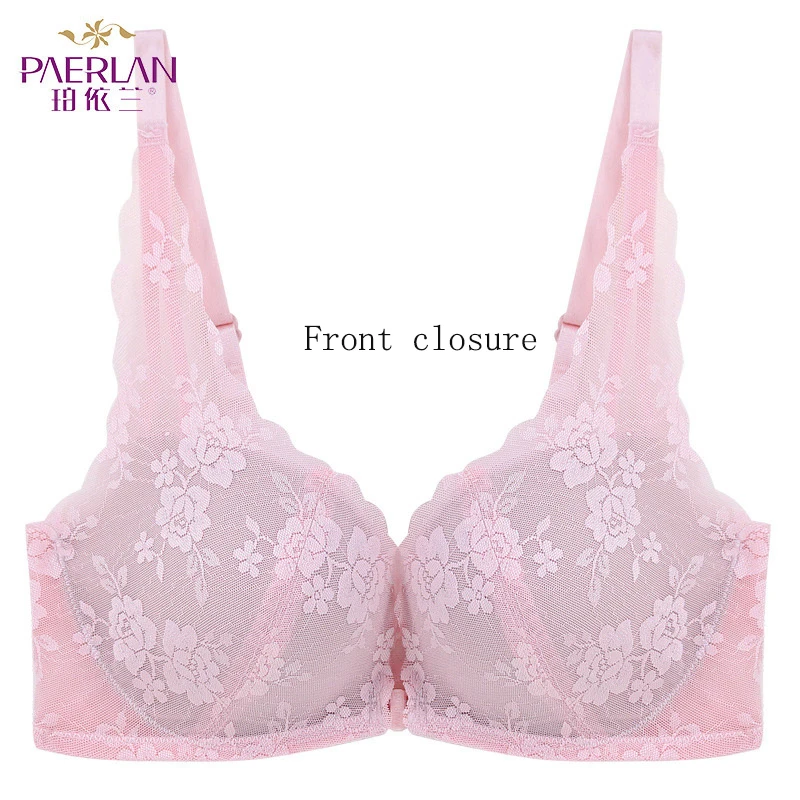 Y1824 Pink Женский бюстгальтер, без косточек, женское нижнее белье, с пряжкой спереди, маленькая грудь, собранный, без обода, бюстгальтер, красота, сзади, сексуальный кружевной бюстгальтер - Цвет: Y1824 Pink