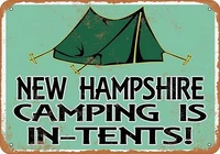 new hampshire camping is in tents tin sign art wall decorationvintage aluminum retro metal signiron painting