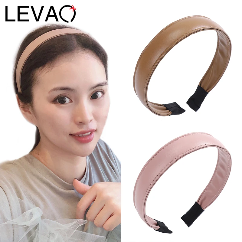 Обруч для волос LEVAO из искусственной кожи Женский однотонный элегантный тюрбан с