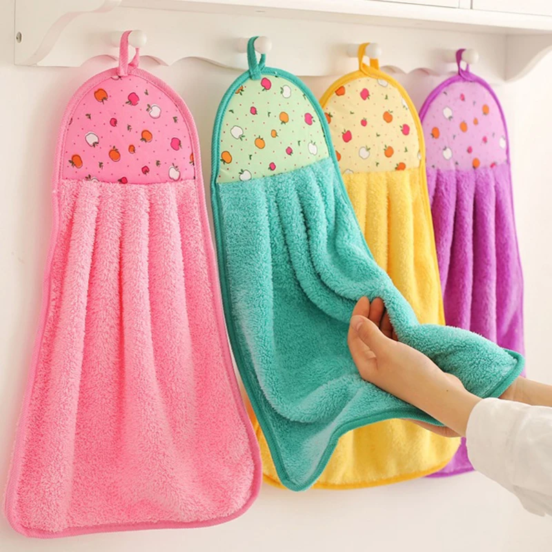 

Strong Absorbent Coral Fleece Towel New Cartoon Hanging Thickened Doll Towel Hand Drying Kitchen Cloth Coral Velvet Wipes Clean
