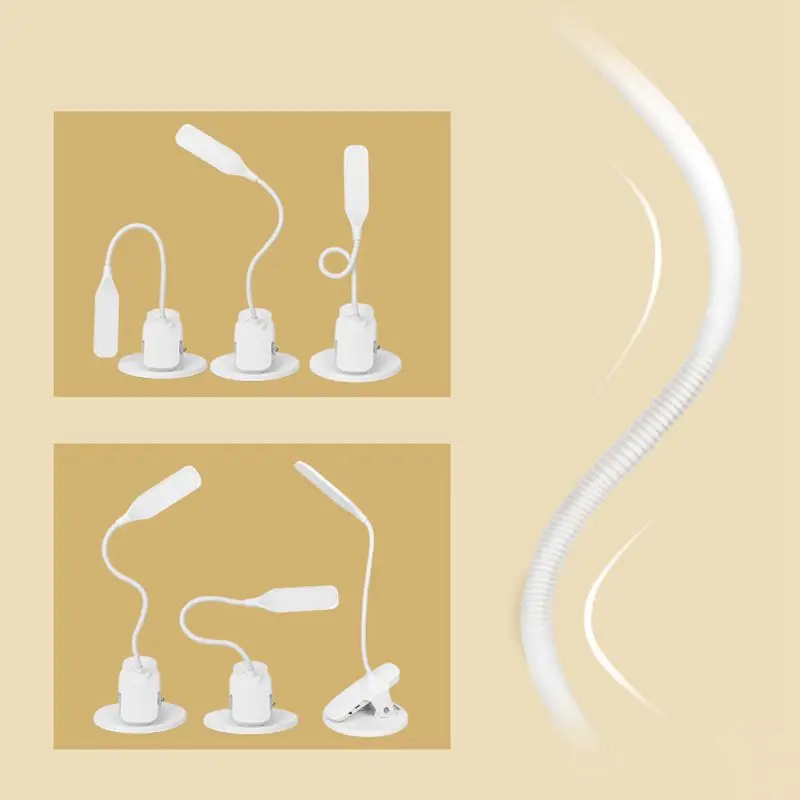 Flexible USB Rechargeable LED Foldable Desk Lamp Clip Eye Protection Long Life Book Table Led Light 3-Level Brightness | Лампы и