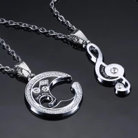 rinhoo 2 pcs couple necklace for lover girlfriend gift set musical note valentines day necklace for women pendants jewelry