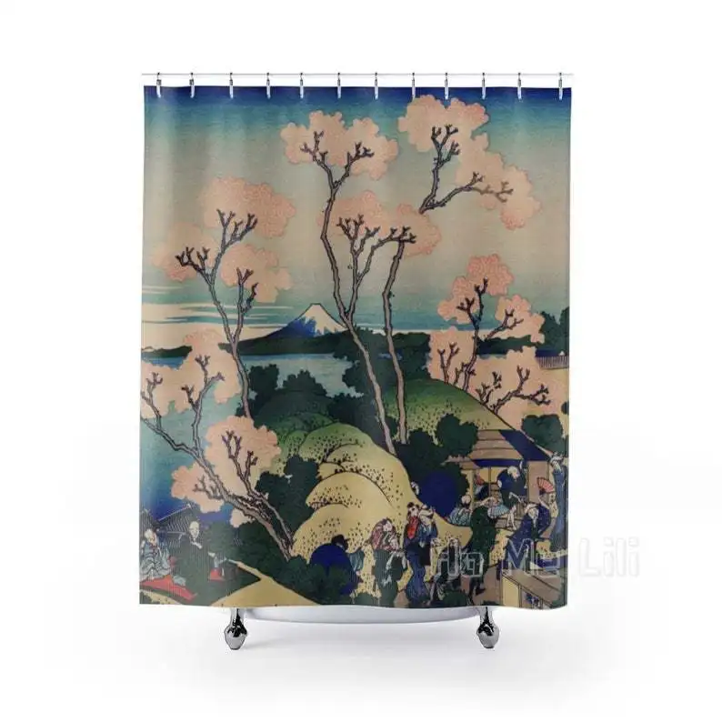 

Japanese Shower Curtain Cherry Blossom Bathroom Decor Nature