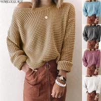 women hoodie long sleeve diagonal collar solid color casual loose womens 2021 knitted hedging tops spring autumn fashion wild