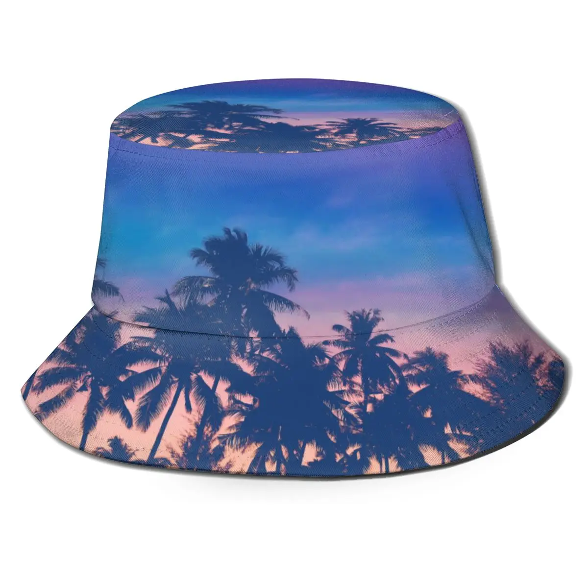 

CINESSD New Fashion Bucket Hats Fisherman Caps For Women Men Gorras Summer Summer Sunset Palm Tree