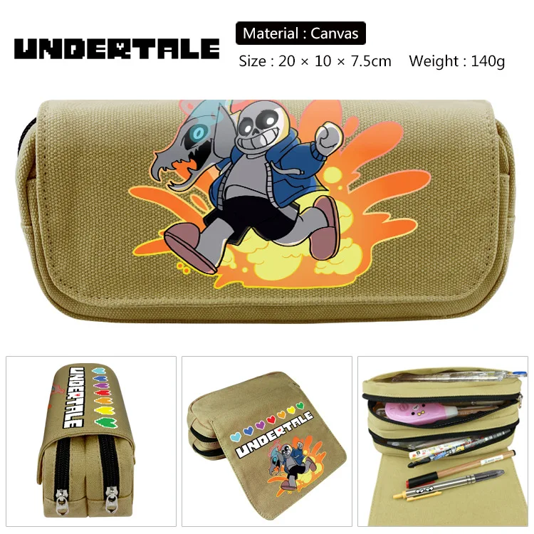 Сумка-карандаш для косплея Undertale на двойной молнии школьный чехол-футляр