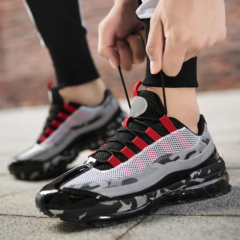 

Кроссовки мужские беговые кроссовки с полной подушкой ладони дышащая сетчатая обувь для отдыха трендовая спортивная обувь
