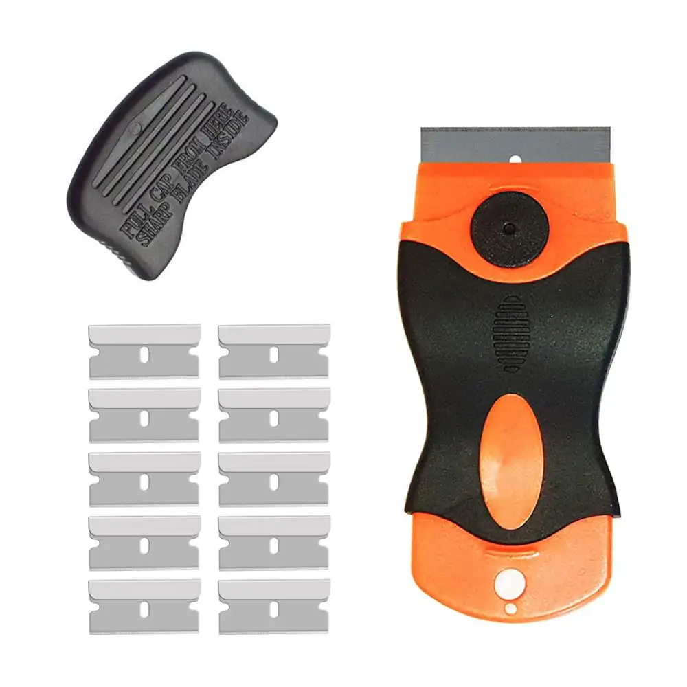 Чистящая бритва скребок + 10 шт лезвий на окна чёрных машин Стекло виниловые