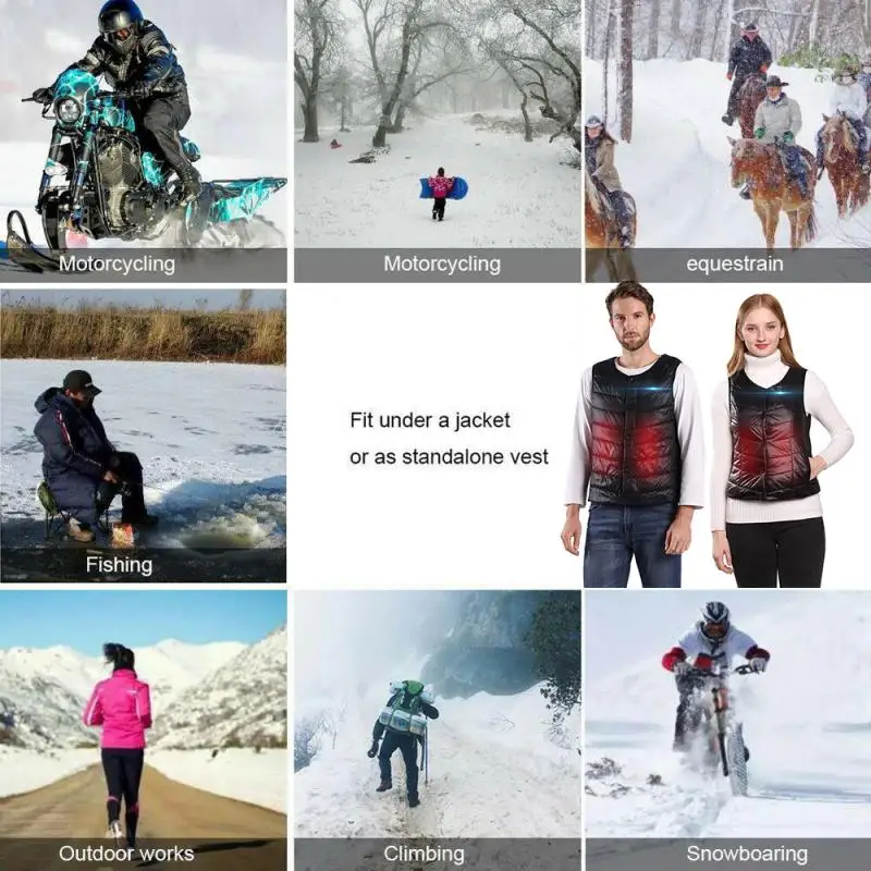 

New Men/women Vest Jacket Clothing Winter heated jacket Electric USB heating vest Smart APP Control Fever for Hiking skiing
